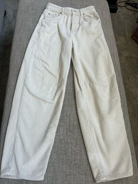 BDG Urban Outfitters Cream Logan Cinch Back Corduroy Boyfriend Jeans
